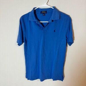 Polo Ralph Lauren Boys Blue Short Sleeve Pique Polo Shirt Size Large 14-16
